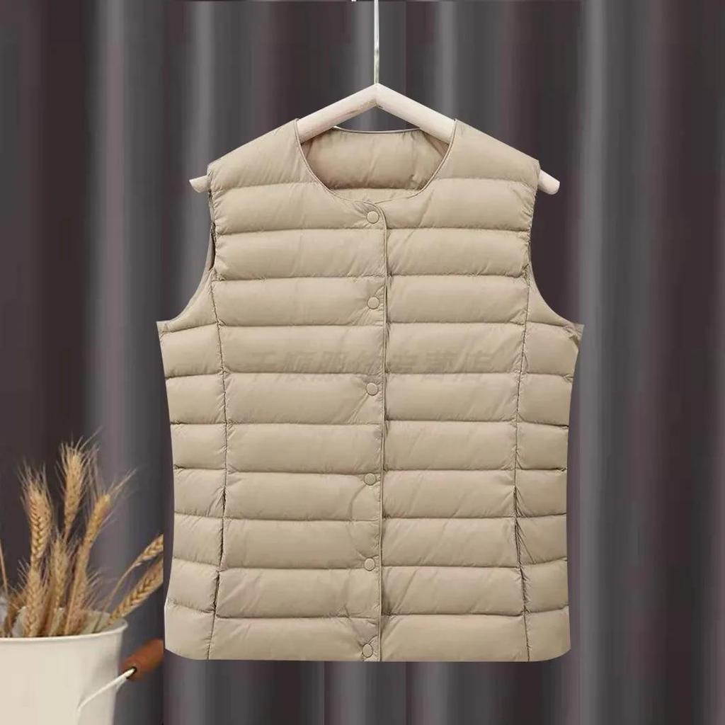 Women's Fall and Winter Light Temperament Commuter Vest Short Section Round Neck Undershirt Big Yards Coat