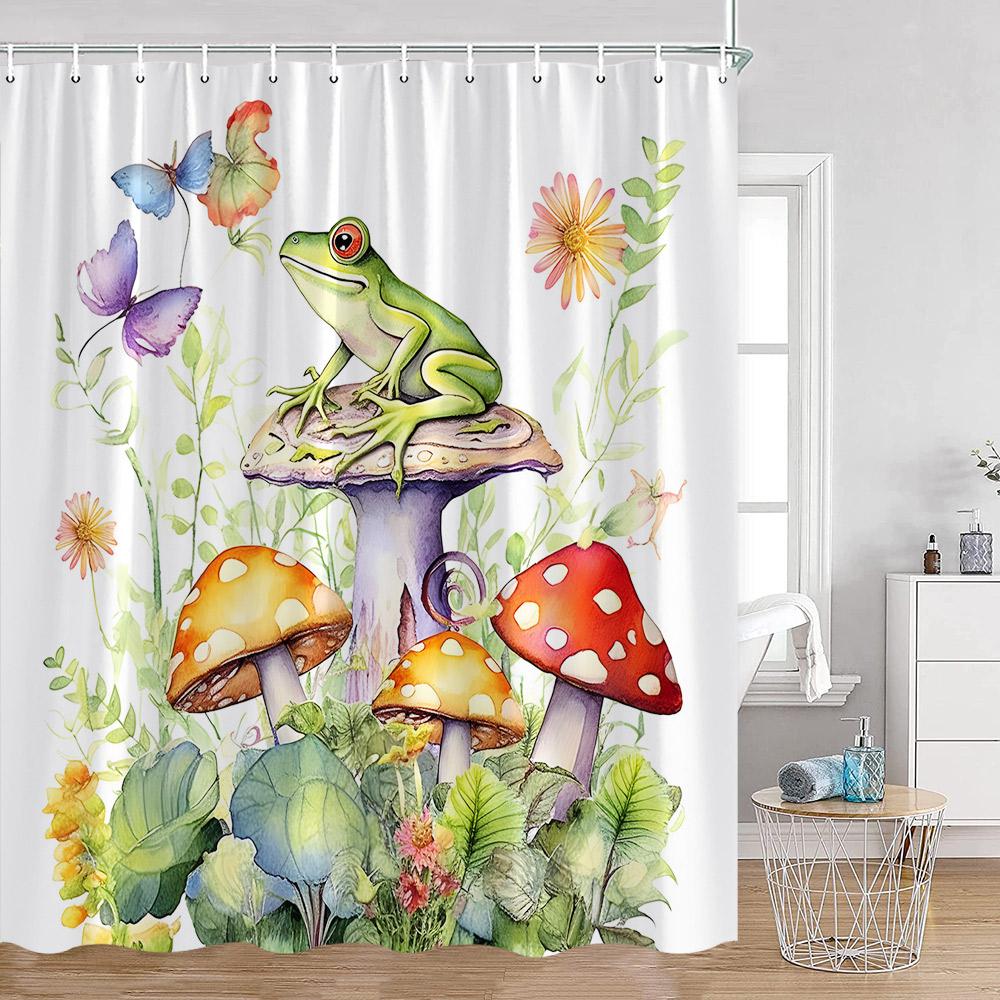Vintage Mushroom Shower Curtain Astrology Magic Starry Night Flower Frog Mandala Dark Bathroom Curtain Plant Home Decor for Bath