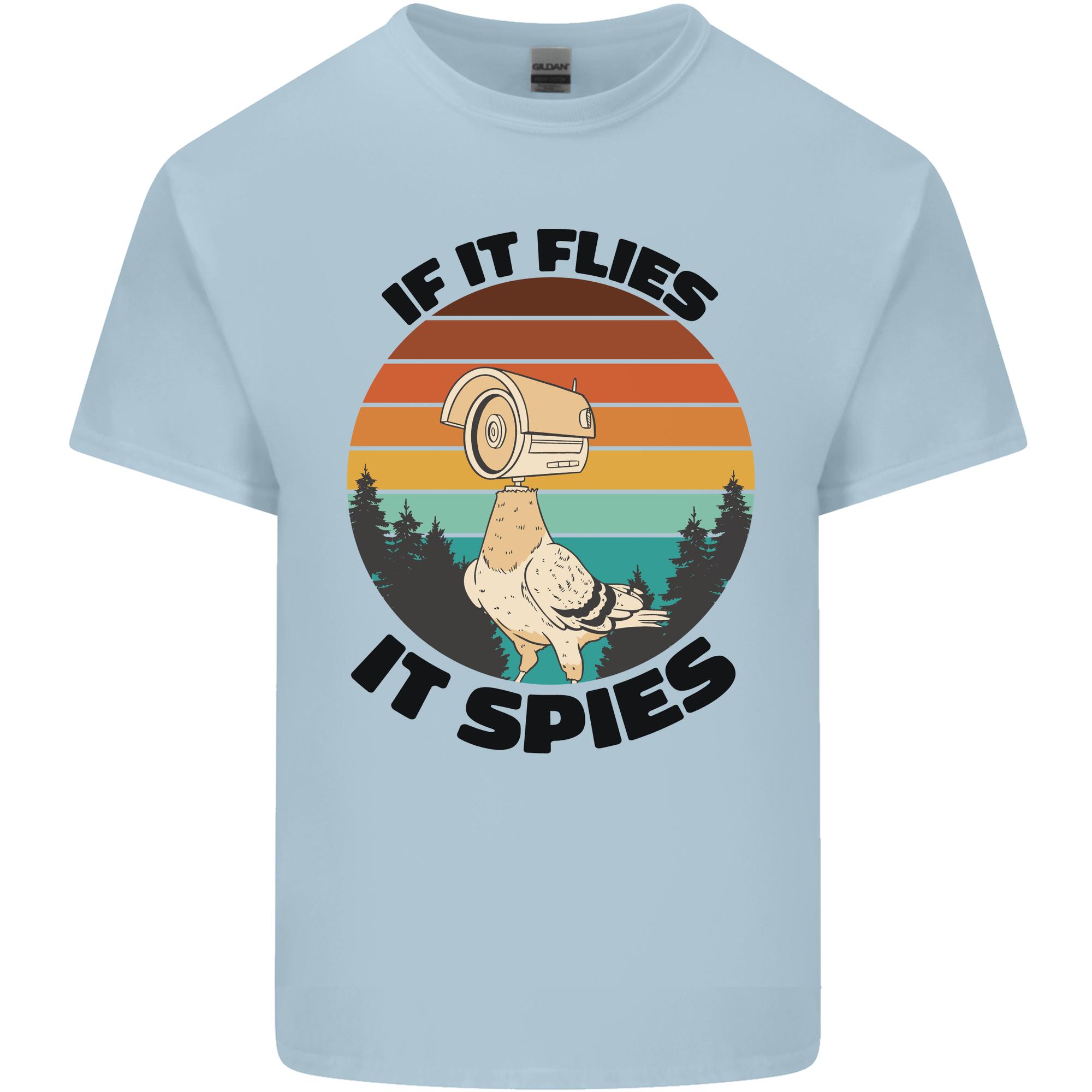 Conspiracy Theory If Flies it Spies Birds Funny Unisexs Light Cotton TShirt S