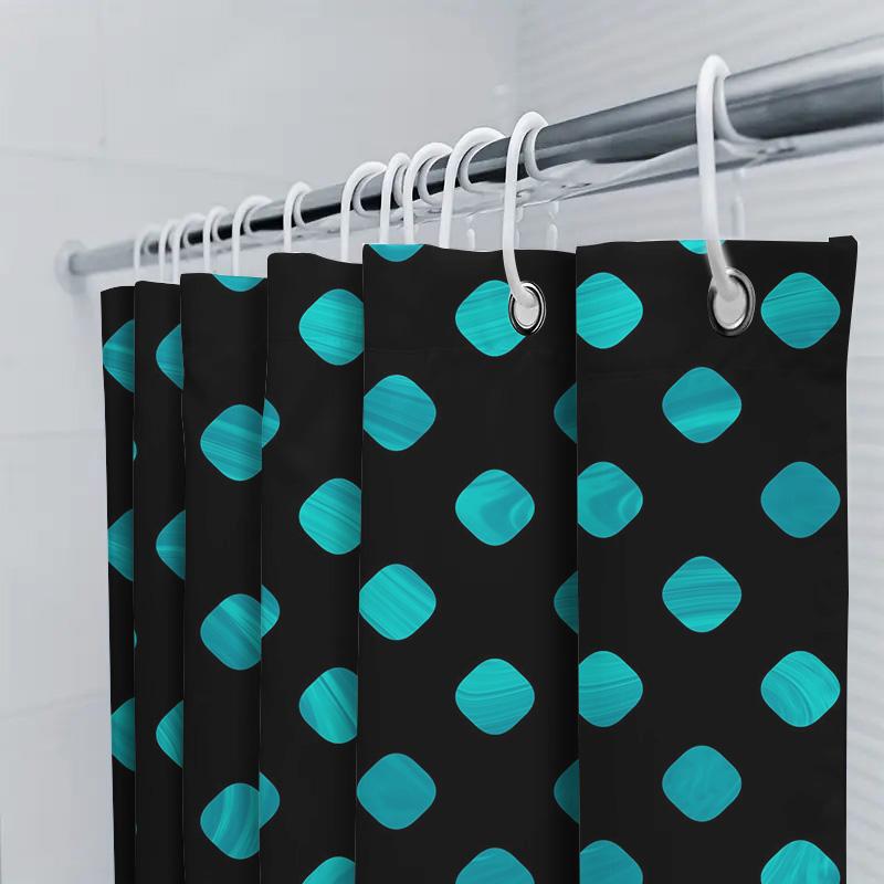 Modern Bath Shower Curtain With Green Pink Moroccan Geometric Pattern Waterproof Fabric For Bathroom Decorations