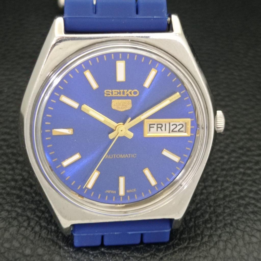 JAPAN VINTAGE SEIKO 5 AUTOMATIC MENS BLUE COLOR DIAL WATCH A701547-5 R206b-a701547