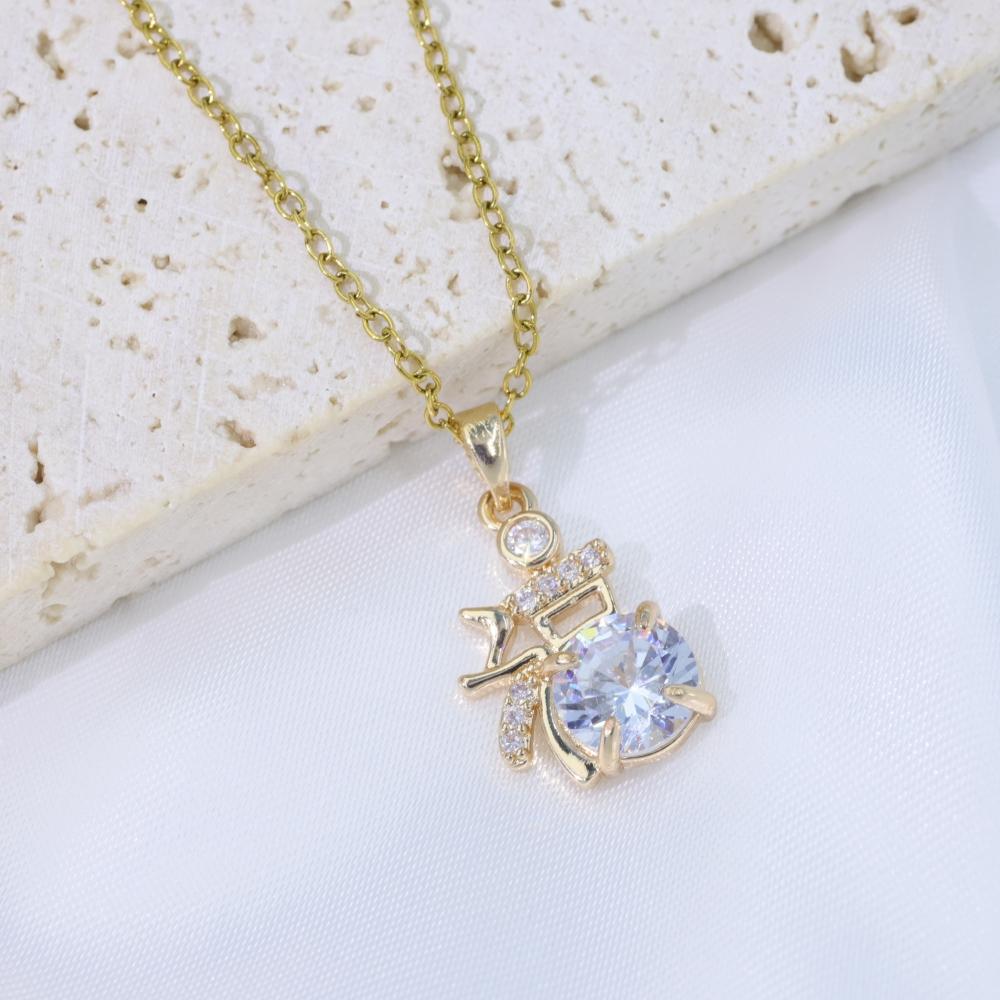 

Подвески-кулоны с цирконием с китайским иероглифом Фу для женщин, новая мода, ожерелье для свадебной вечеринки, ювелирные аксессуары золотой