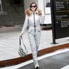 Winter New One Piece Ski Suit Women Solid Color Down-cotton Glossy Set Hooded Outdoor Suitable Cold Weather -20 ℃ Warm Set