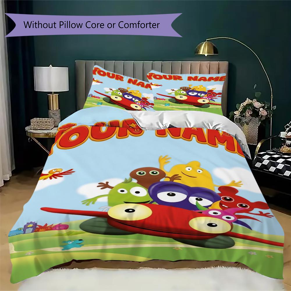 Custom Name Babblarna Pattern Bedding uilt Set uilt Cover Pillowcase Home Decoration Birthday Gift (1*duvet cover+2*pillowcase without core)
