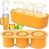Vassoio per cubetti di ghiaccio per bicchiere da 30-40 oz, stampo per ghiaccio in silicone a cilindro cavo con coperchio e contenitore per freezer, per bevande ghiacciate, succo, whisky, cocktail