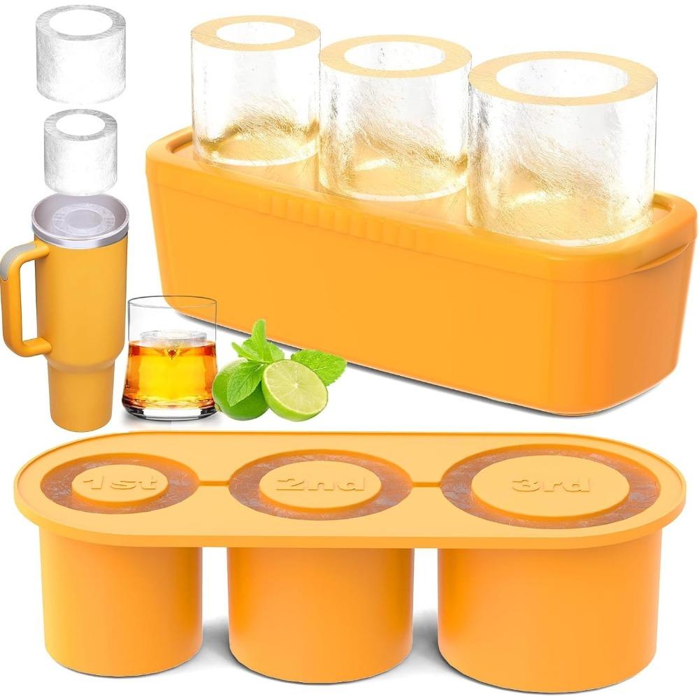 Vassoio per cubetti di ghiaccio per bicchiere da 30-40 oz, stampo per ghiaccio in silicone a cilindro cavo con coperchio e contenitore per freezer, per bevande ghiacciate, succo, whisky, cocktail