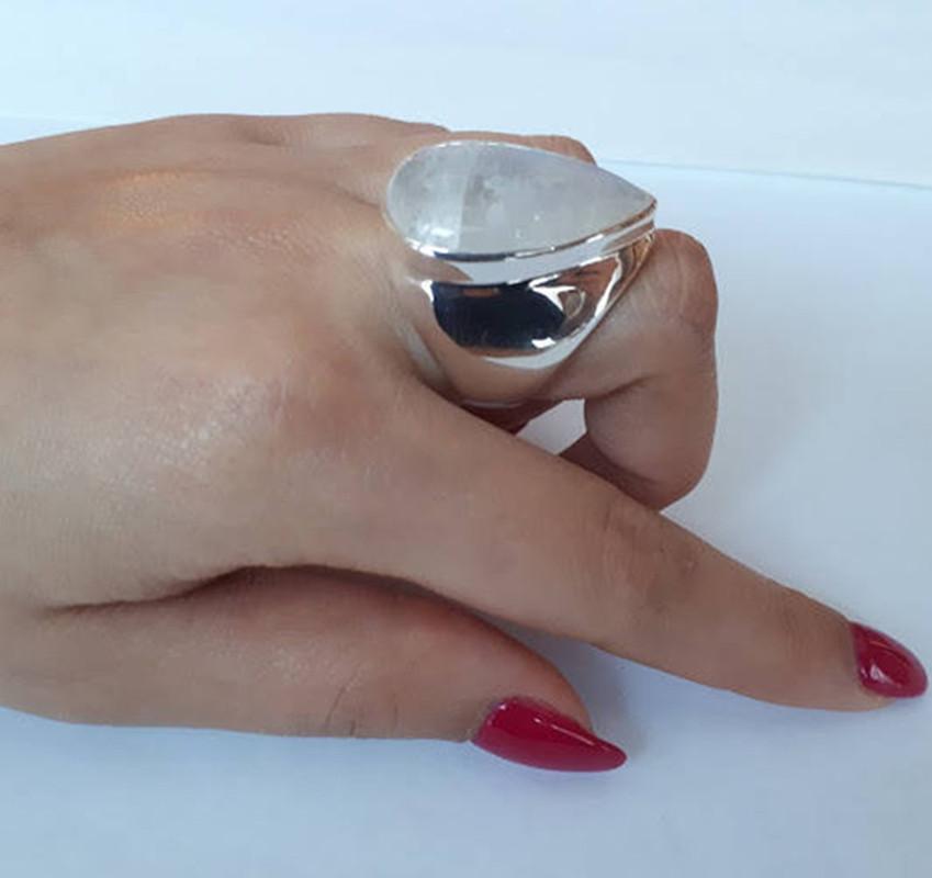

Buyee 925 Sterling Silver Sweet Big Ring Light Polishing Big Stone Ring Finger for Woman Girl Fashion Fine Jewelry Circle 6