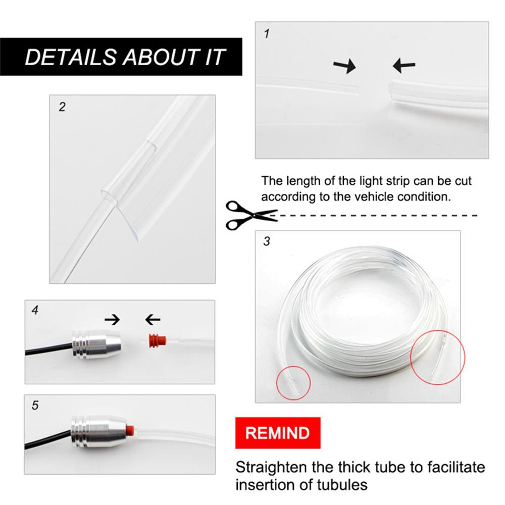 RGB LED Car Interior Decor Neon EL Strip Light Atmosphere Lamp 6m Optical Fiber