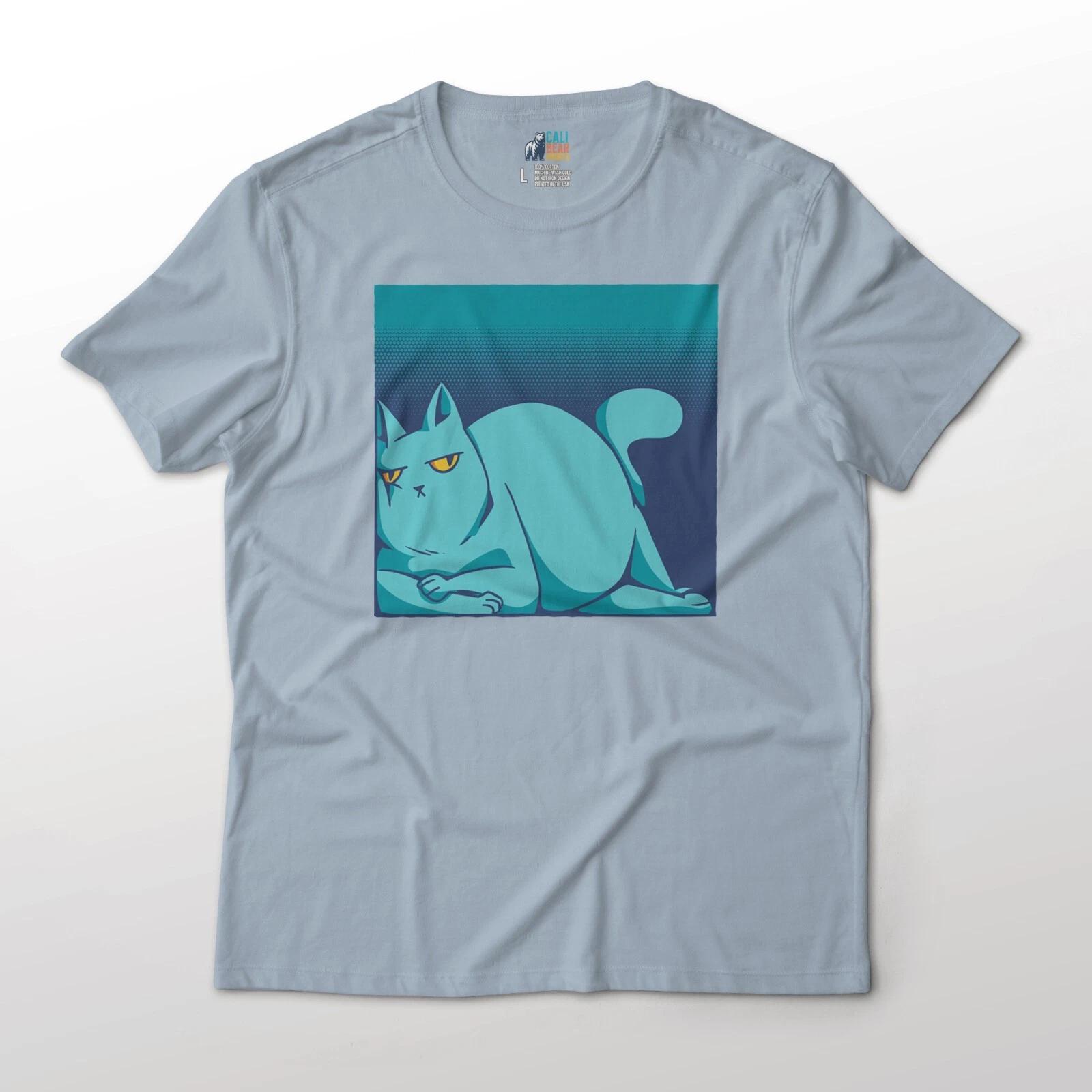 Lazy Grumpy Cat Funny Minimalist Animals Art Graphic T-T-Shirt S