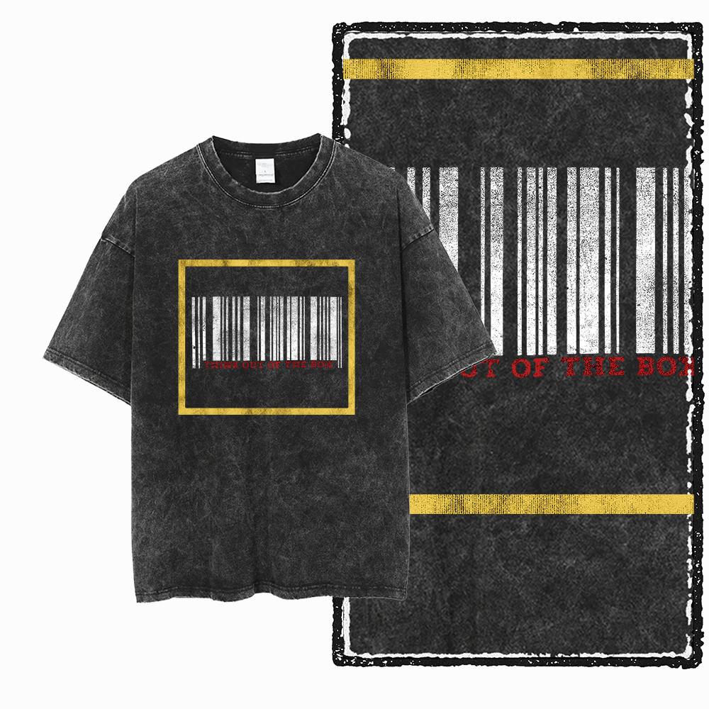ZB THINK OUT OF THE BOX Printed Cotton Acid Washed Graphic Unisex T Shirt Cool Streetwear Men Tshirts Big Size Tee for men
