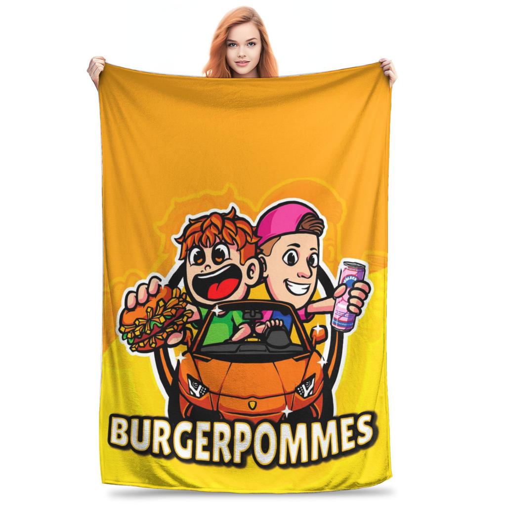 Flannel Throw Blanket LukasBS Burgerpommes Cartoon Warm Plush Blankets Soft Bedspread for Bed Living Room Home Picnic Couch