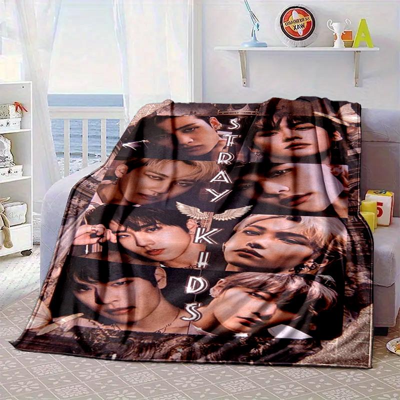 K-pop Group Poses Blanket Flannel Blanket for bed, sofa, Camping, Hiking, Picnic Essentials, gift for family Fan gifts