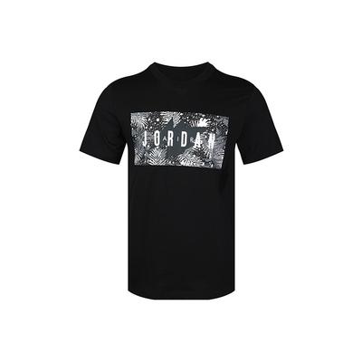 Poolside Floral Letter Print Short Sleeve T-Shirt Men Tops Black CQ2061-010