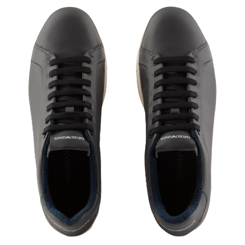 Emporio Armani Leather Round Toe Lace-Up Durable Low-Top Sneakers Men sneakers Navy-Blue X4X598XF662100285