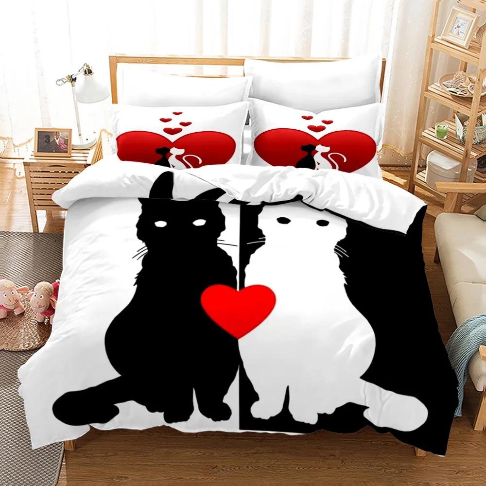 Comforter Couple Theme Valentine'S Day Present For Couple Wife Polyester Bedding Set King Queen Full Size Comforter