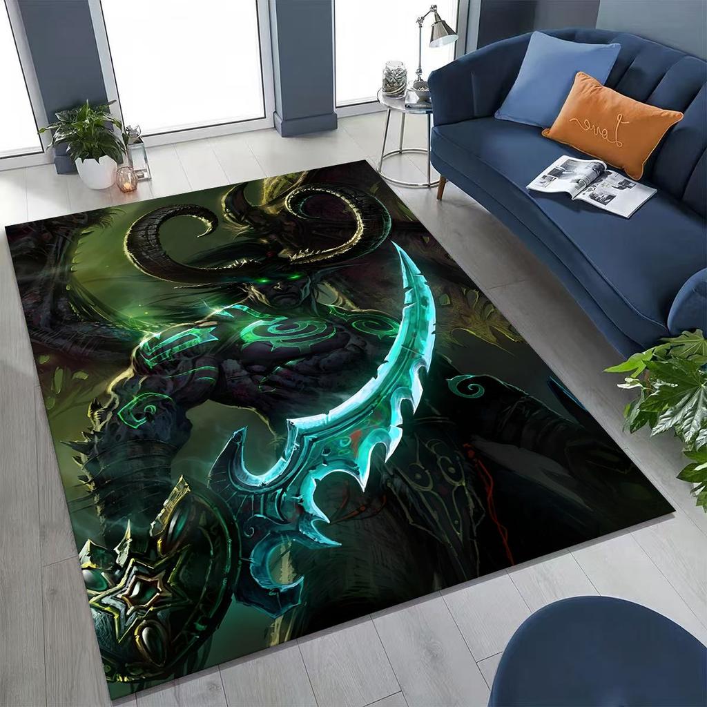 WOW World of Warcraft Arthas Demon Illidan Sylvanas Rug for Bedroom Living Room Sofa Home Doormat Decor, Kids Non-slip Floor Mat