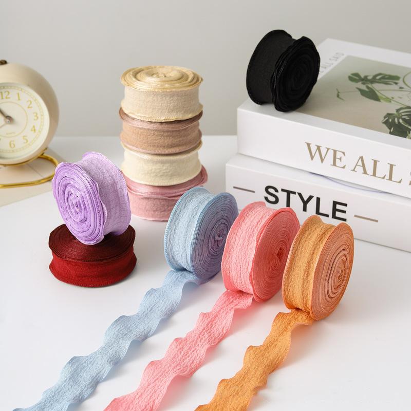 1 Roll Plain Fishtail Yarn Ribbon For Wedding Invitation Flower Bouquets Birthday Party Cake Gifts Packaging Lace Ribbon Decor