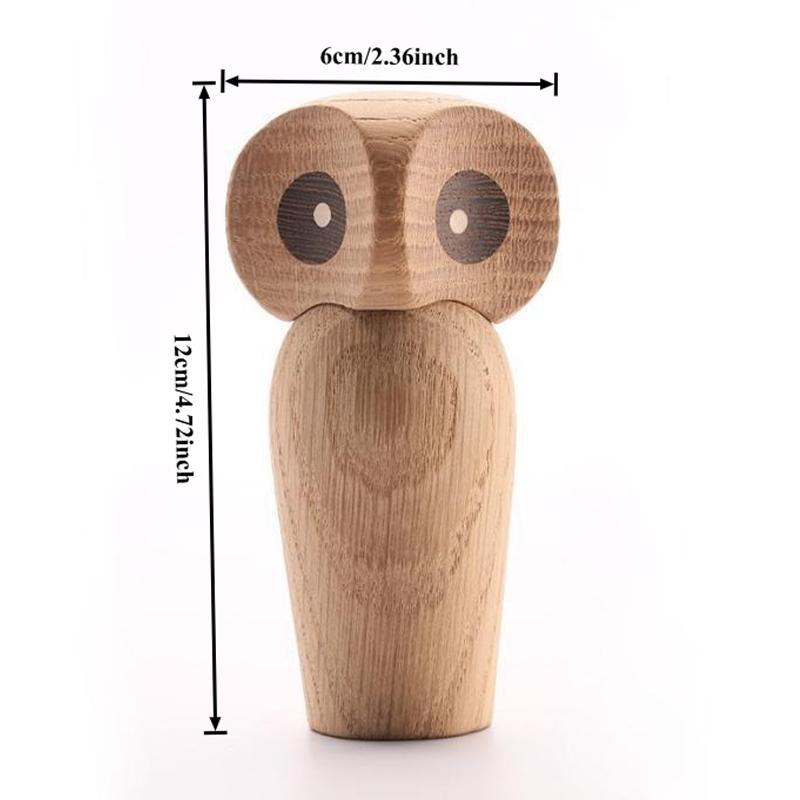 

1PC Wood Owl Ornament Gift Creative Home Decoration Accessories Decor Figurine Modern Miniature Figurines