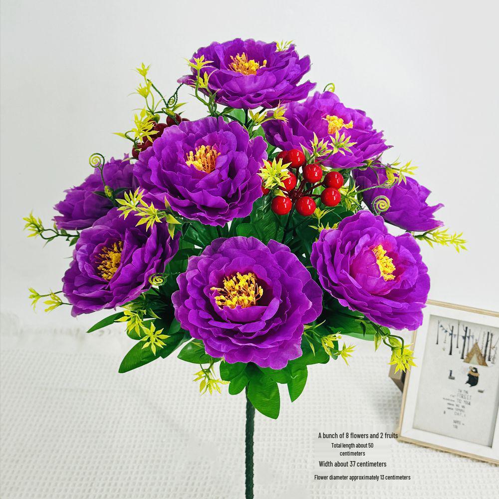 Curly Edge Red Rose Bouquet - 6 Head Artificial Silk Flowers for Living Room Decoration