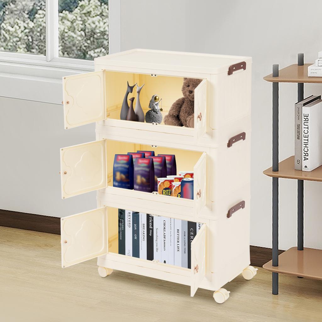 Storage cabinet Four-leaf clover double door household multi-layer folding storage cabinet Toy book storage cabinet snack storag