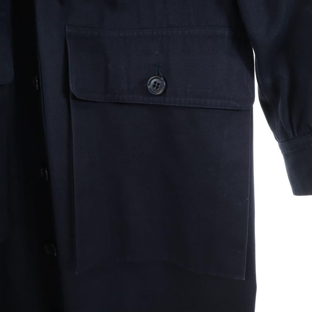 YVES SAINT LAURENT 90s Old Stainless collar coat M Navy with fox fur Women Used