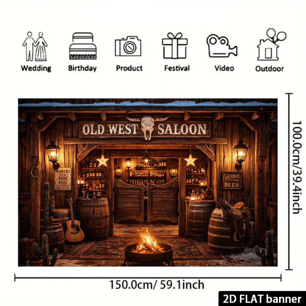 2D-plan bakgrundstyg för bar med västerländskt cowboytema som skapar en retro västerländsk atmosfär tillverkat av polyestermaterial