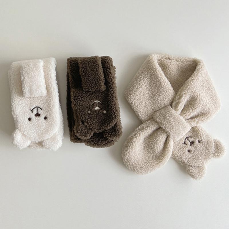 Cute Plush Baby Gloves Bear Embroidered Toddler Mittens Winter Thick Warm Cashmere Kids Full Finger Gloves