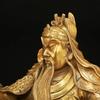16" Chinese Brass Dragon Guangong Guanyu Sword Read Books Tiger Head Seat Statue