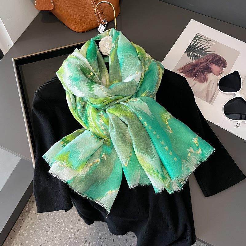 Summer Fire Clouds Niche Literary and Colorful Cotton and Linen Scarf for Women Versatile Spring and Summer Scarf Seaside Travel Shawl