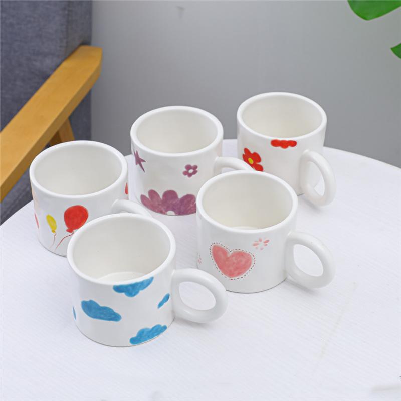 Big Ears Hand-Painted Ceramic Style Coffee Couple Cup Simple Korean Hand-Painted Cup
