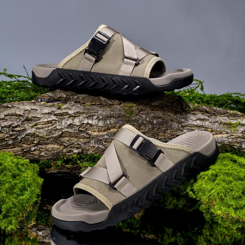 Fashion Comfortable Slip On Mens Half Drag Beach Cool Slippers Men's Office Flats Mesh Cloth Walking Shoes Non-Slip Casual Man Sh