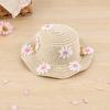 Jijijing Dog Straw Hat, Cute Flower Pet Sun Breathable Summer Wide Brim Hat for Dogs Cats Camping Hiking