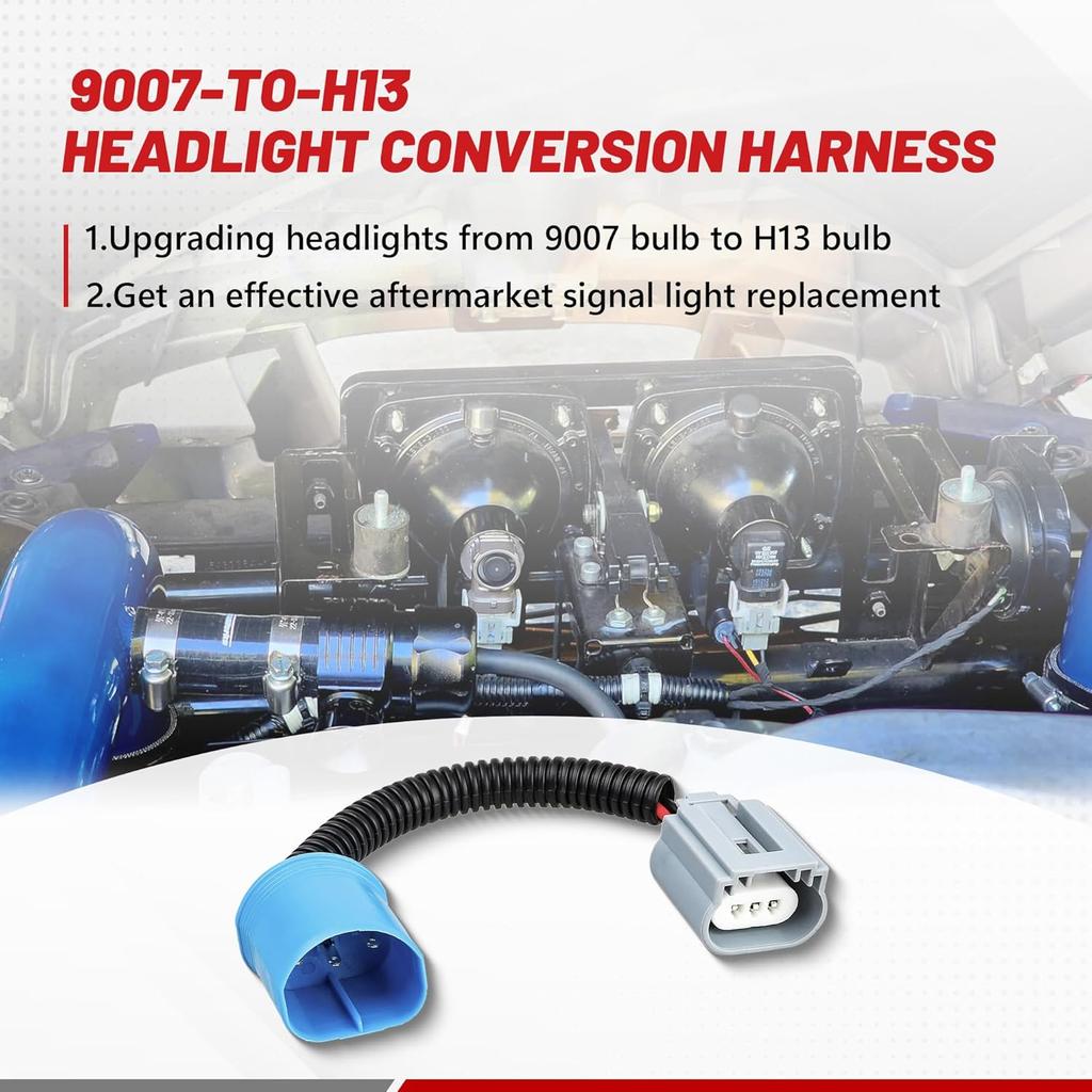 RED WOLF 9004 HB1 9007 HB5 to H13 9008 Headlight Extension Wiring Harness Socket Fog Light Headlamp Conversion Retrofit Fit 1994-2007 Ford F150,
