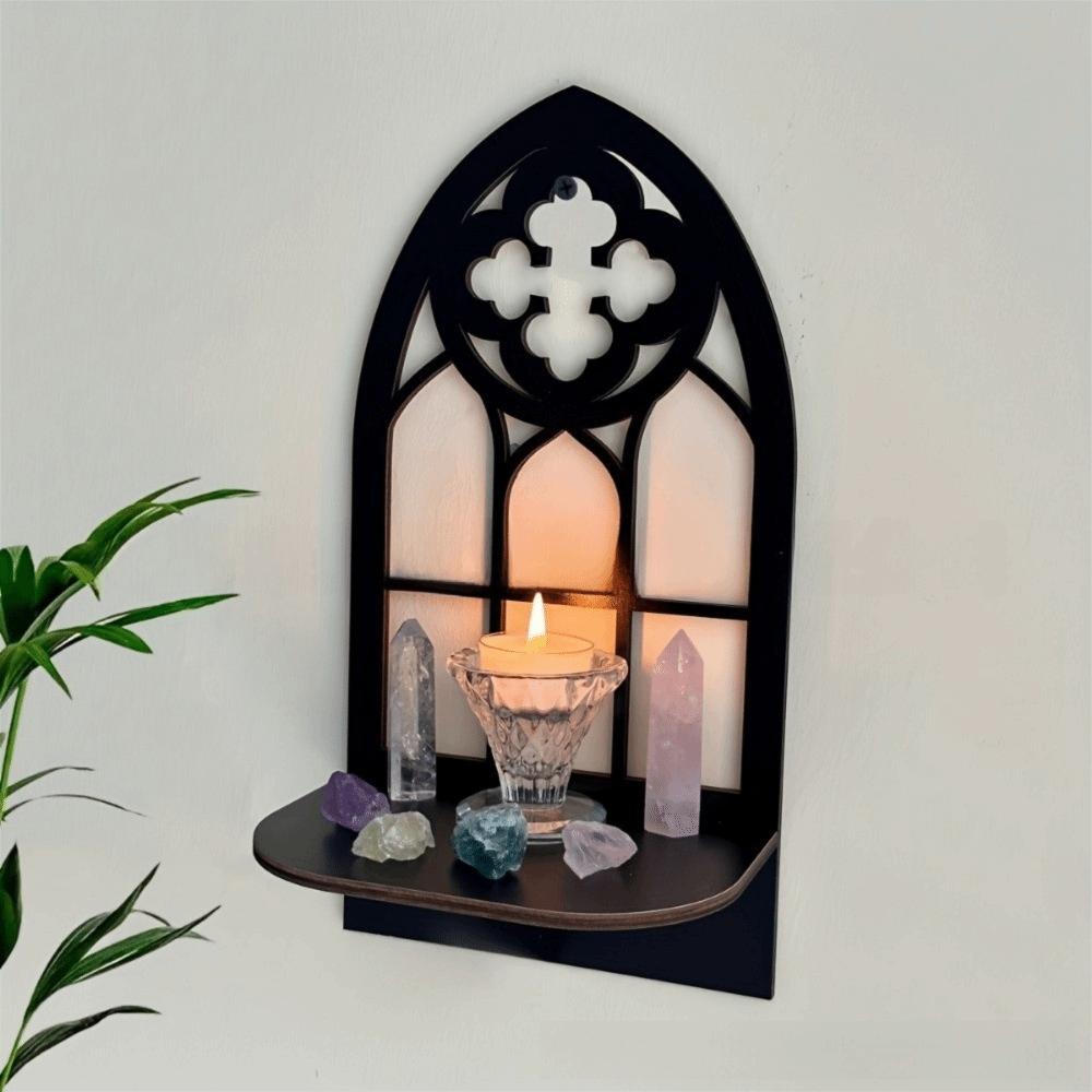 Gothic Style Floating Shelves Wooden Wall Hanging Decor Home Decor Wall Mounted Shelf Indoor Use