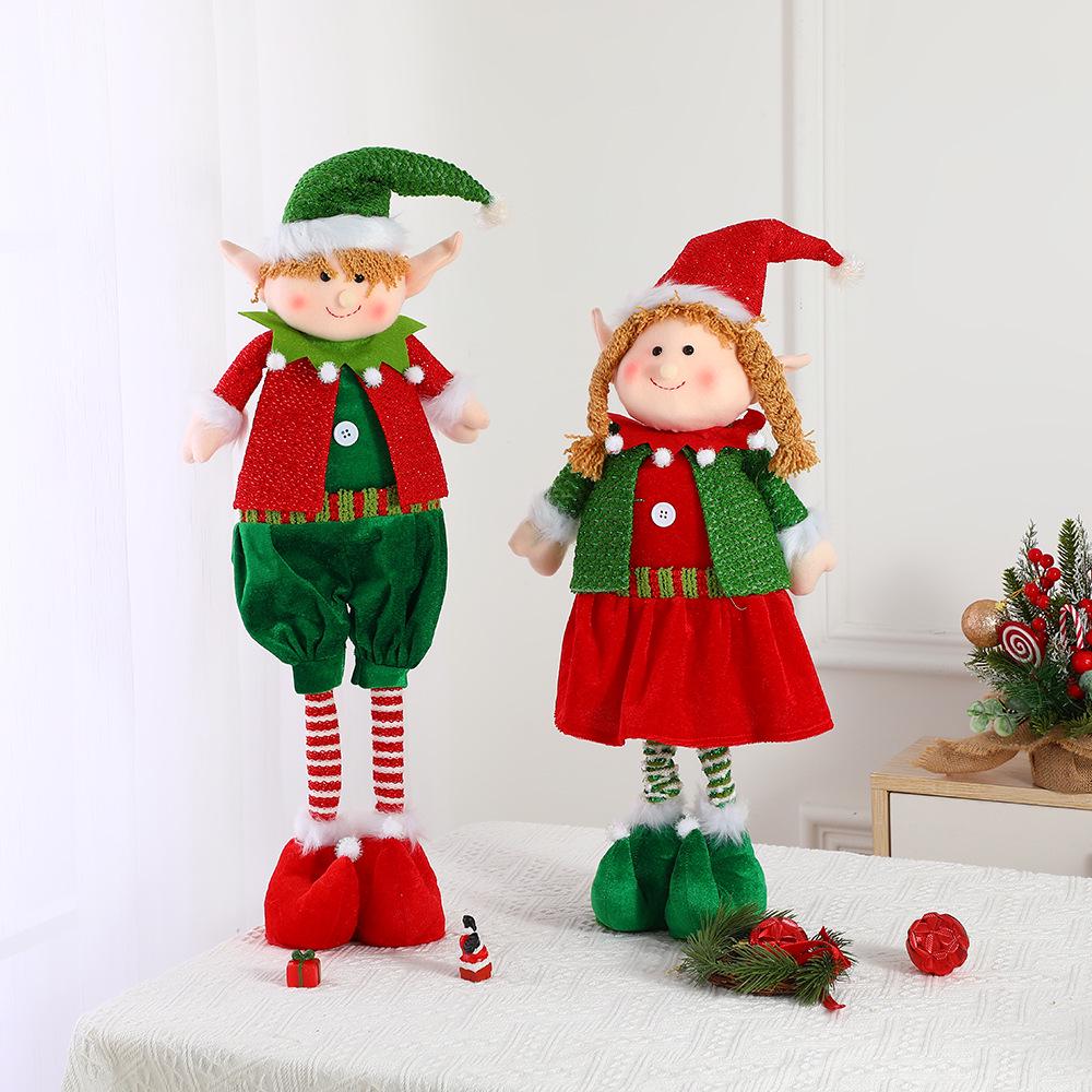 Elf Christmas Ornament Doll - Cute Cloth Art Desktop Decoration for Holiday Display