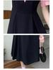Plus Size Faux Two-Piece Spliced Design Slimming Little Black Dress for a Flattering Summer Look