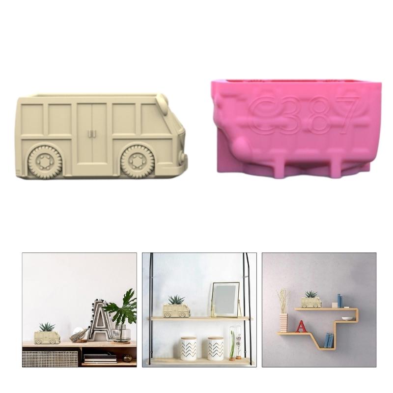 Motorcar Gypsum Silicone Mold Diy Succulents Concrete Flower Pot Vase Plaster Cement Mold Clay Mold Candle Holder Mold