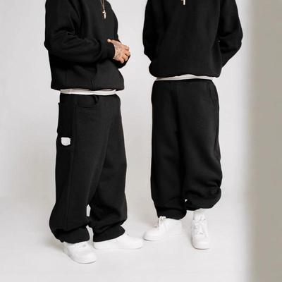 Pantaloni casual simpli europeni și americani, la modă, pentru cupluri, cu talie elastică, largi, cu design multi buzunare