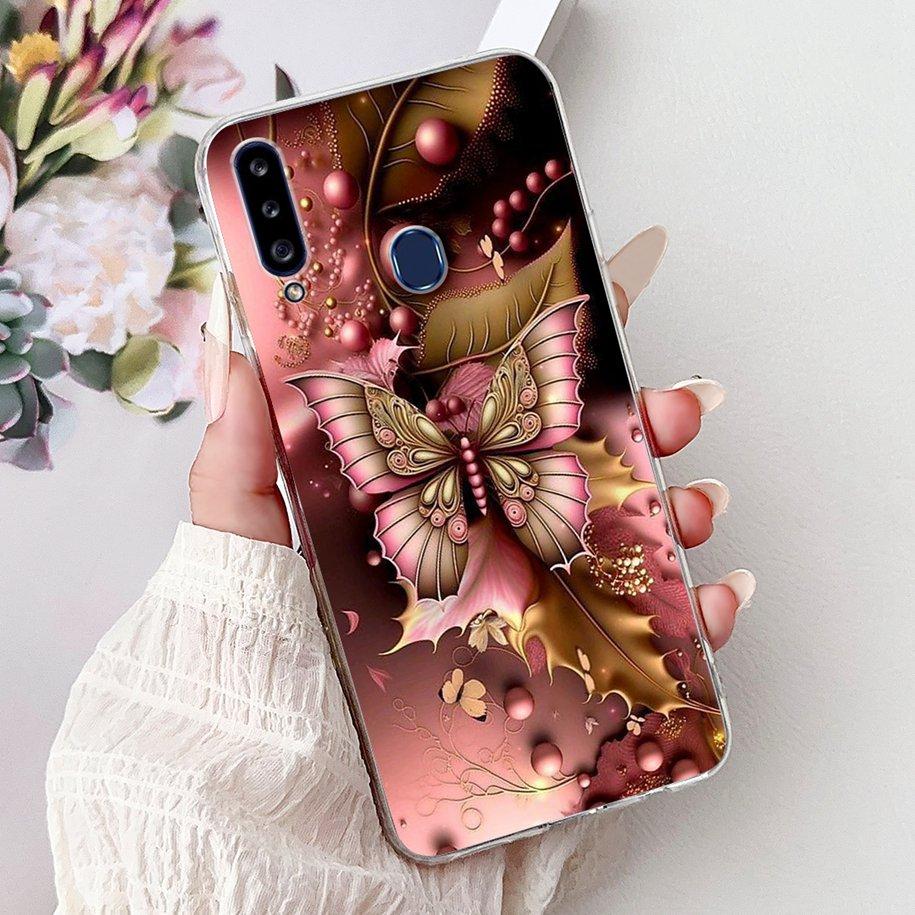 Case For Samsung Galaxy A20 A20e A20s Cover Fashion Flower Butterfly Soft Silicone Clear Bumper For Samsung A30 A 30 A 20 Covers