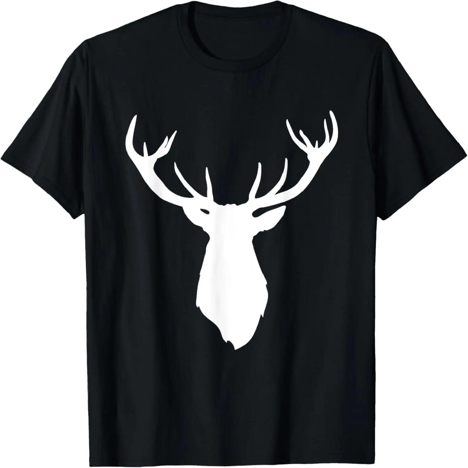 

Buck Stag Deer Head Antlers White Silhouette T-Shirt XXXXXL чорний