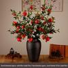 High-End Artificial Pomegranate Flower & Fruit Tree Branch Arrangement for Living Room or Dining Table Decor.
