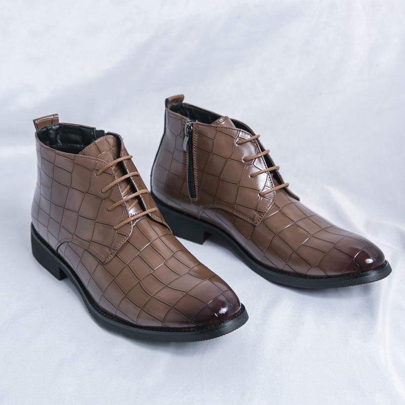 

Men s shoes large size autumn and winter new leather boots fashion British style men s casual leather shoes trend Chelsea short boots 47