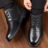 Men's shoes winter non-slip leather wool men's cotton shoes piled thickened lace-up snow boots men's large size 48 cotton leather shoes