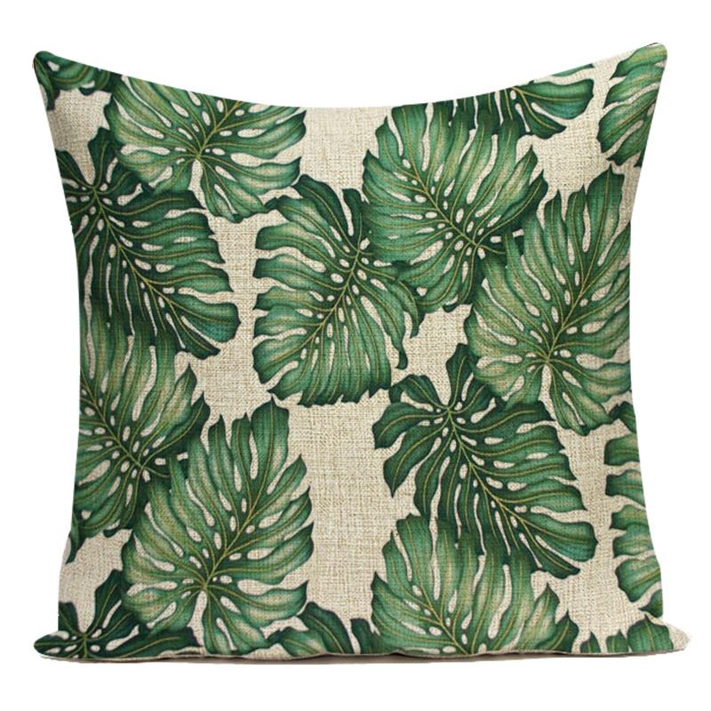 Polyester Decorative Pillows Tropical Cactus Palm Leaf Sofa Home Decor Cushion Cover Pillowcase for Living Room