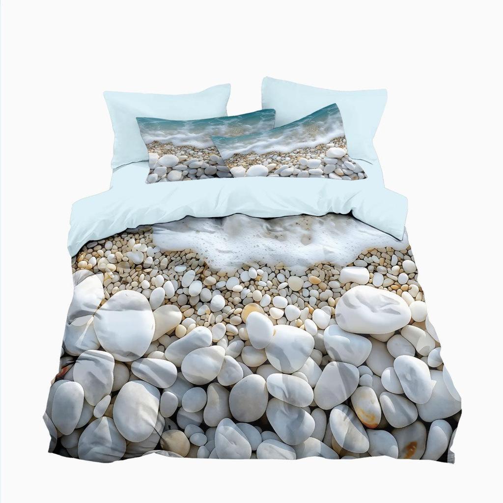 TEMU Starfish Shell Beach Ocean 3-Piece Duvet Cover Set