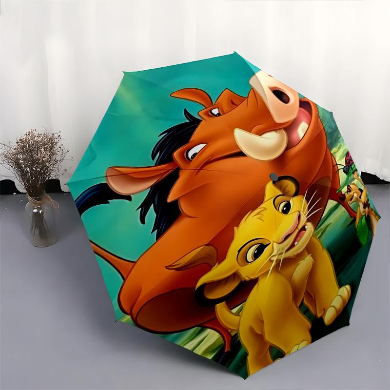 Lion King, Timon Themed Automatic Opening and Closing Umbrella, Brightly Colored 8-rib Portable Umbrella, Suitable for Men and Women, A Perfect Gift f