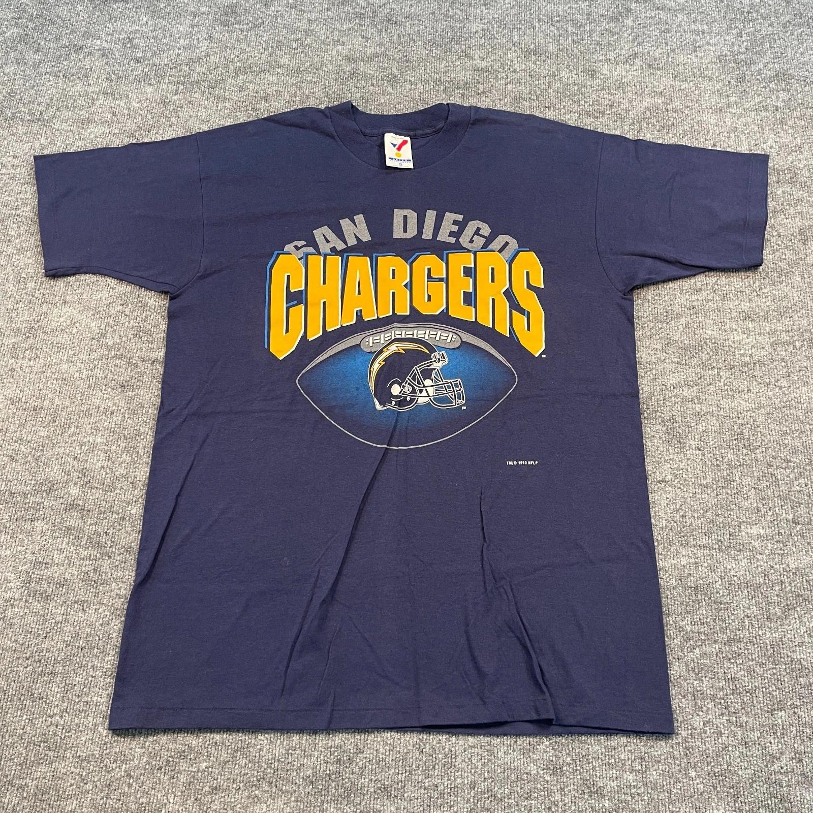 Винтажная новая футболка San-Diego Chargers 1993 года, размер XL, 23x32, синяя с арочным надписью 2XL
