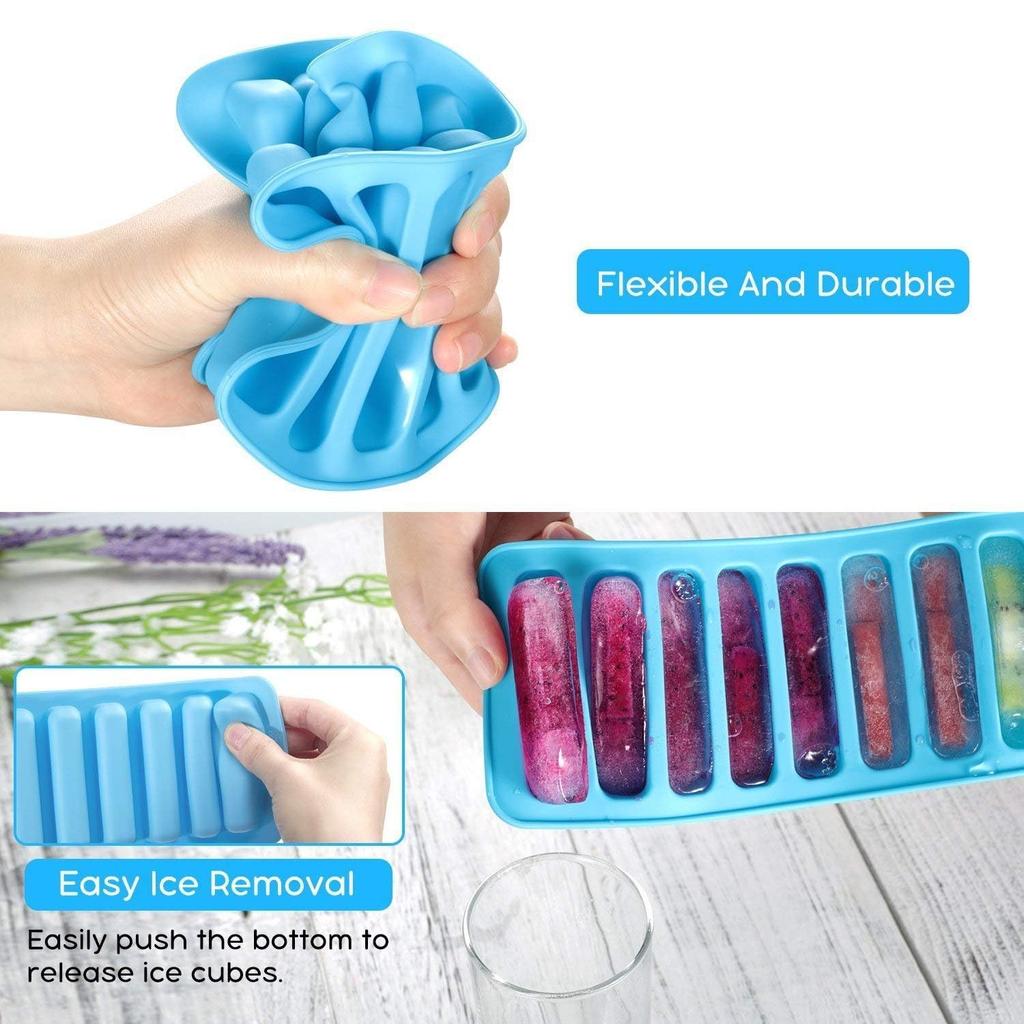Einfache Ausdrück-Eiswürfelform, lange Form, 10 Fächer, schmale Eisstäbchen-Würfel, mehrfarbig, für Sportflaschen und Wasser