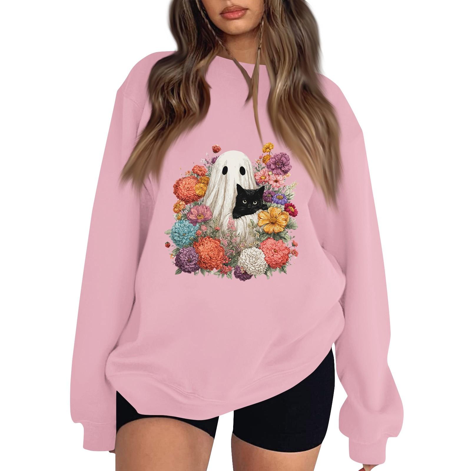 

Женский пуловер с заниженной линией плеча, спортивный свитшот с принтом на Хэллоуин XXL