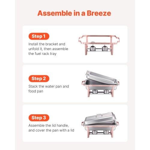 VEVOR Chafing Dish Buffet Set, 8 Qt 2 Pack, Stainless Steel Chafer with 2 Full Size Pans